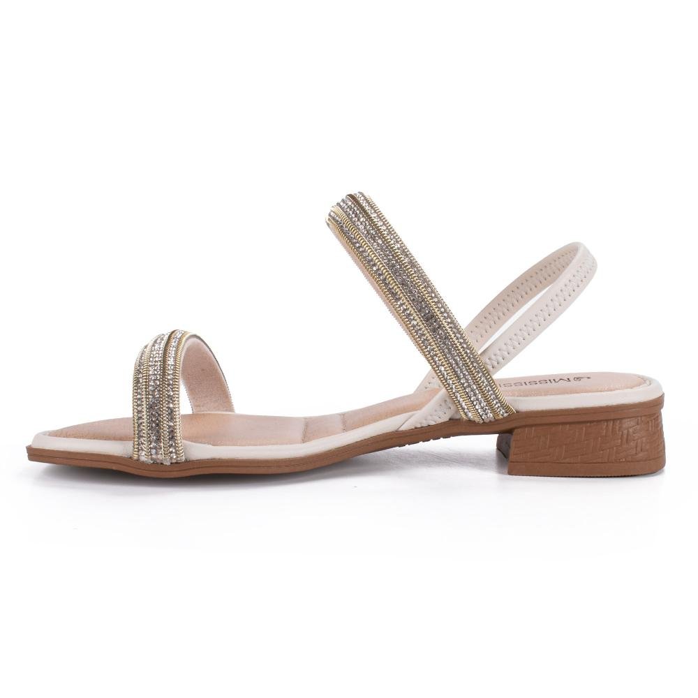 Sandália Mississipi de Salto Baixo Feminina ME133 Bege 4