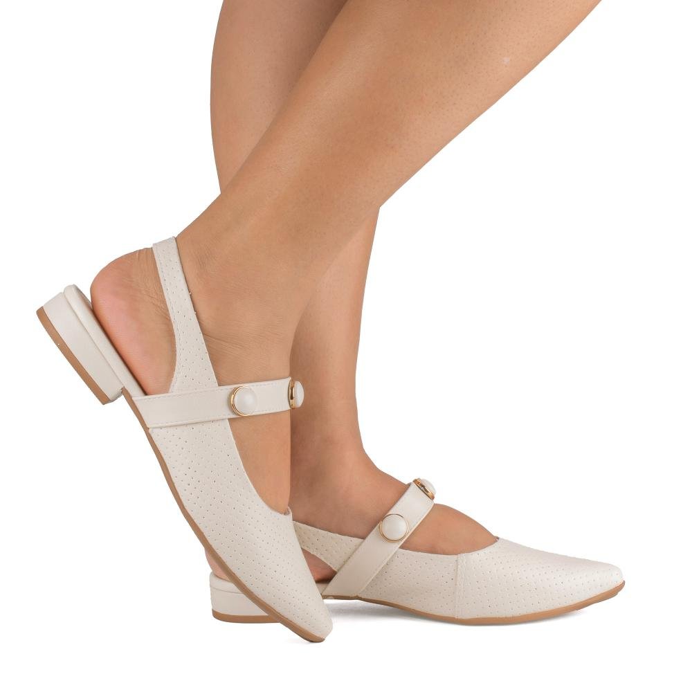 Sapato Mississipi de Salto Baixo Feminino MB557 Bege 2