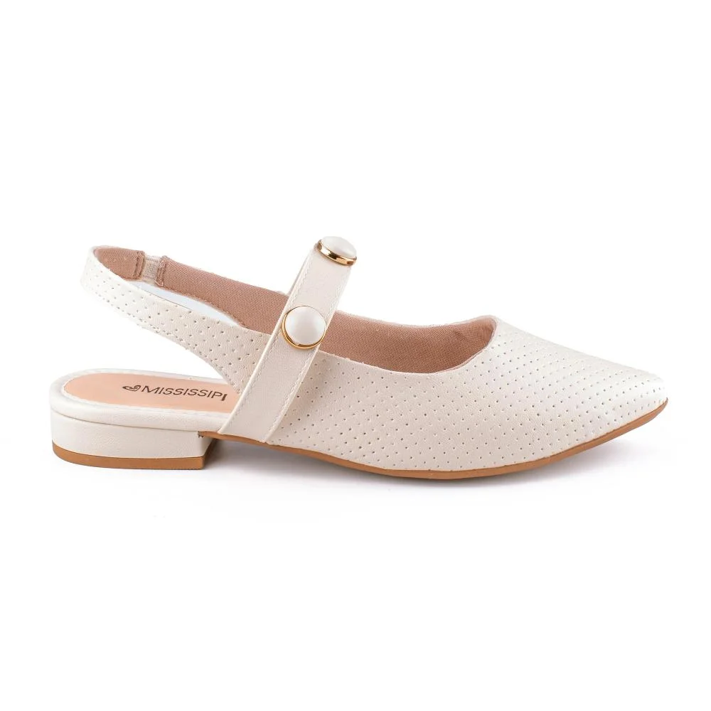 Sapato Mississipi de Salto Baixo Feminino MB557 Bege 3