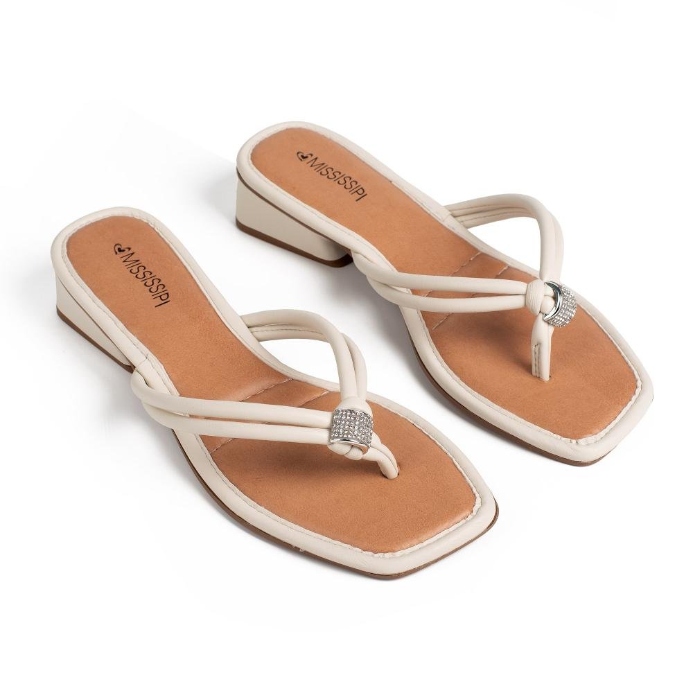 Tamanco Mississipi de Salto Baixo Feminina MF251 Bege Claro 6