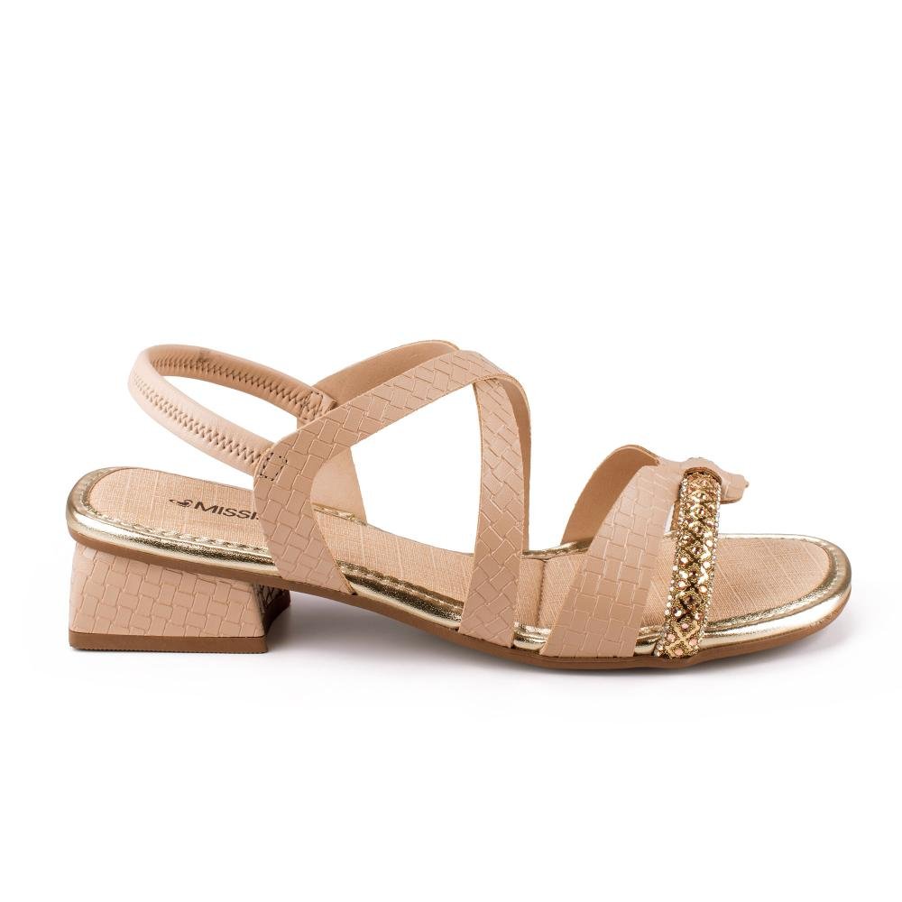 Sandália Mississipi de Salto Bloco Feminina MF343 Bege 3