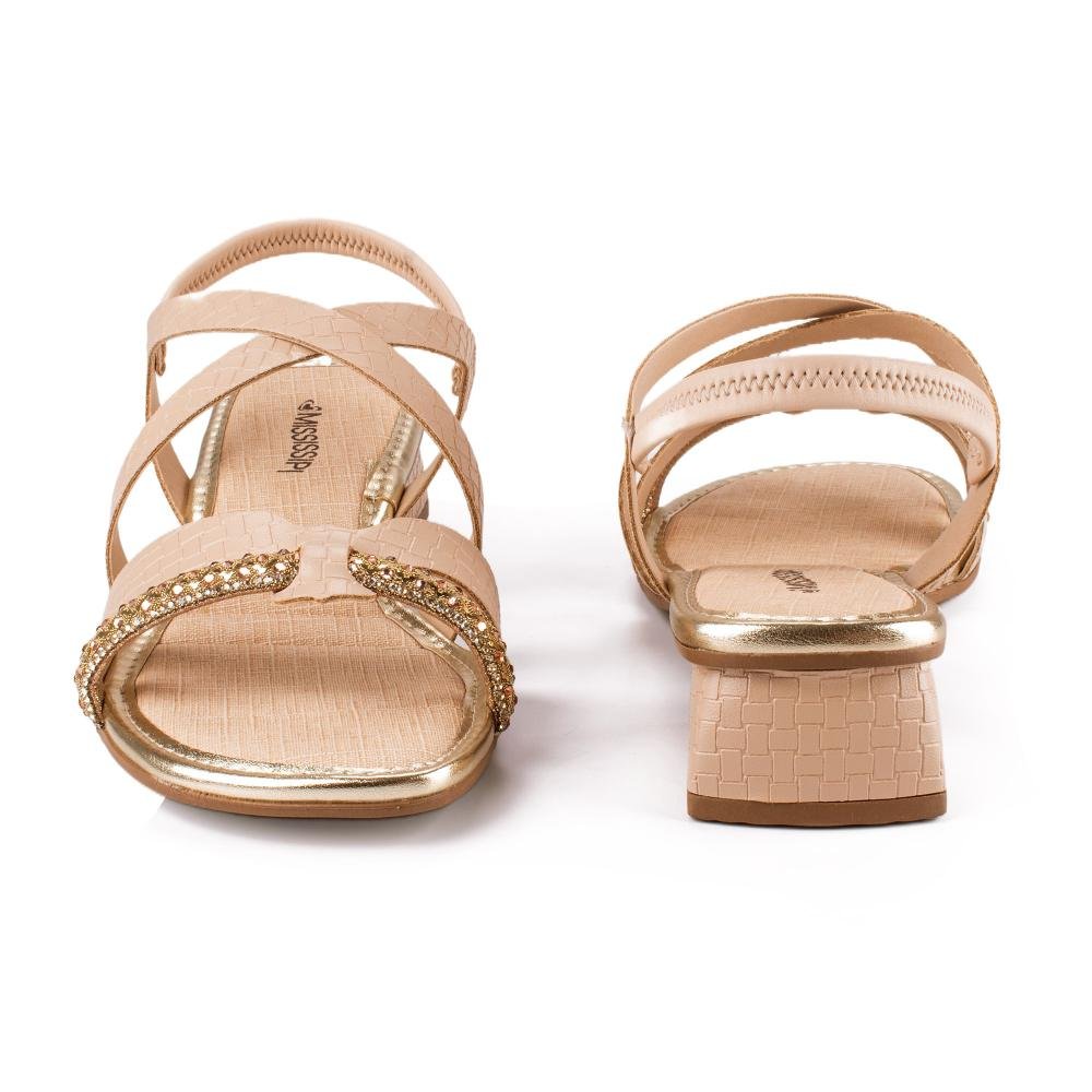 Sandália Mississipi de Salto Bloco Feminina MF343 Bege 6