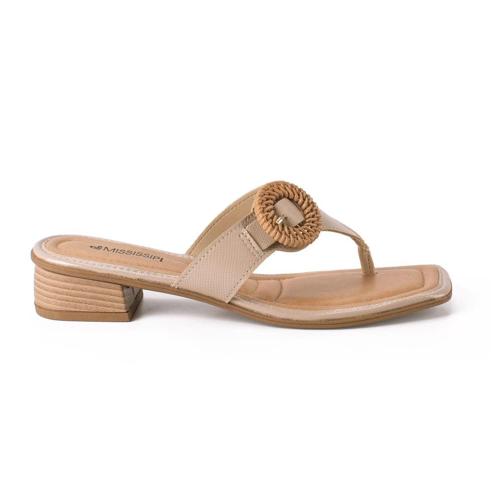 Tamanco Mississipi de Salto Bloco Feminina MF334 Bege 3