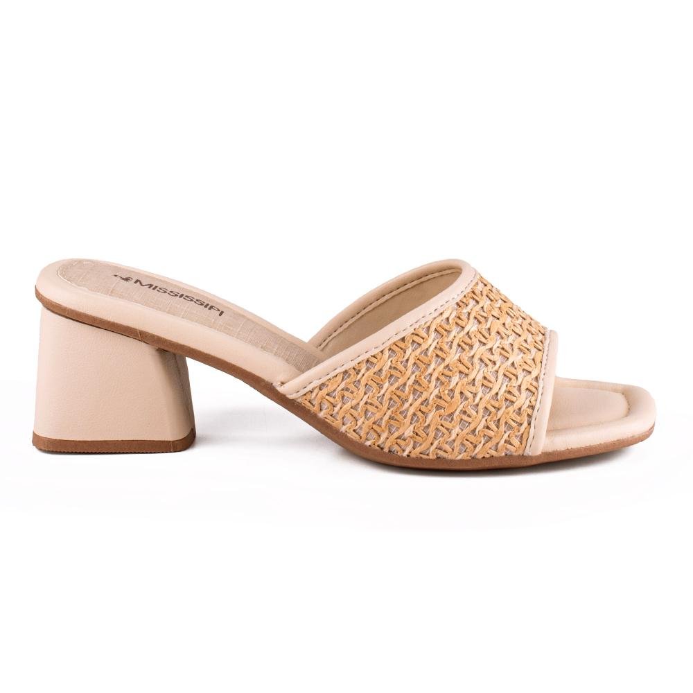 Tamanco Mississipi de Salto Bloco Feminina MF731 Bege 3