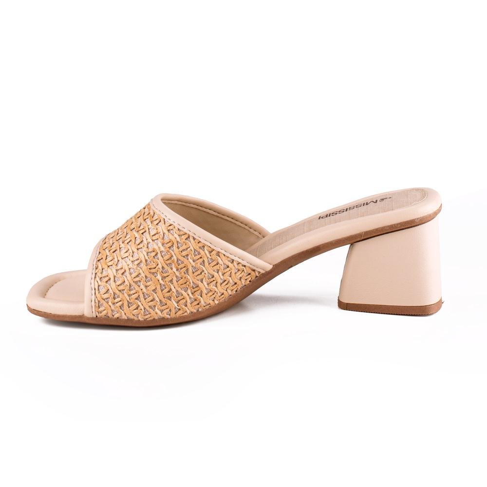 Tamanco Mississipi de Salto Bloco Feminina MF731 Bege 4