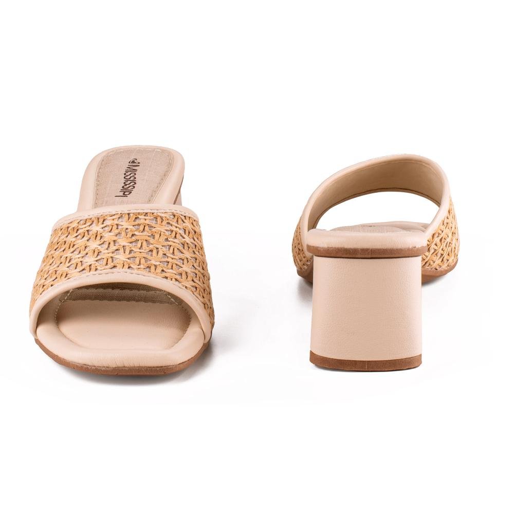 Tamanco Mississipi de Salto Bloco Feminina MF731 Bege 6