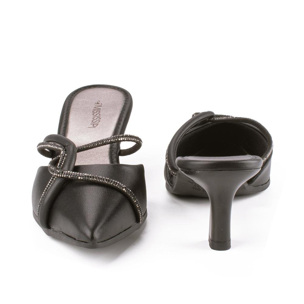 Mule Mississipi de Salto Alto Feminina ME917 Preto 6