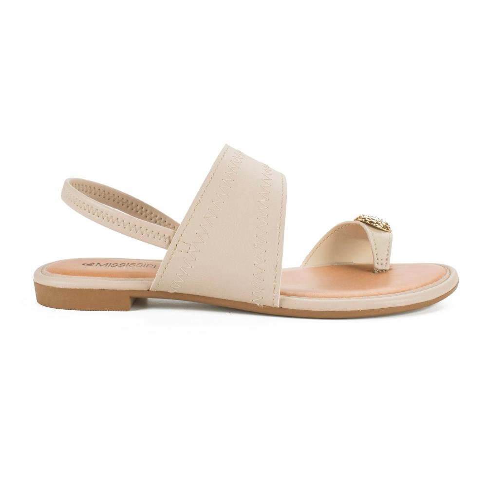 Sandália Mississipi Rasteira Feminina J0021 Bege Claro 3