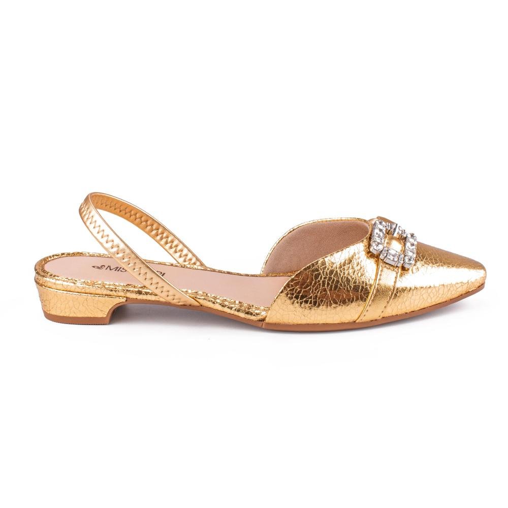 Sapato Mississipi de Salto Baixo Feminino ME235 Dourado 3