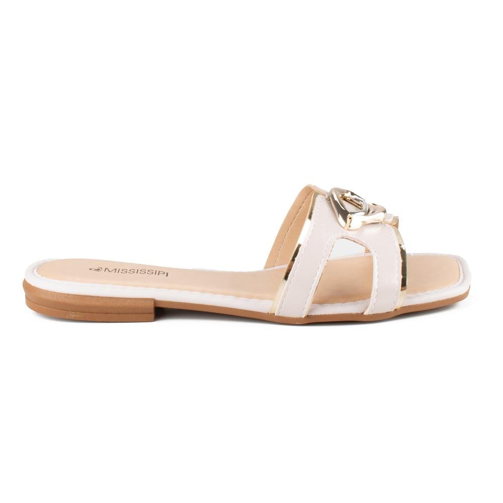 Slide Mississipi Feminina J0131 Branco/Dourado 3