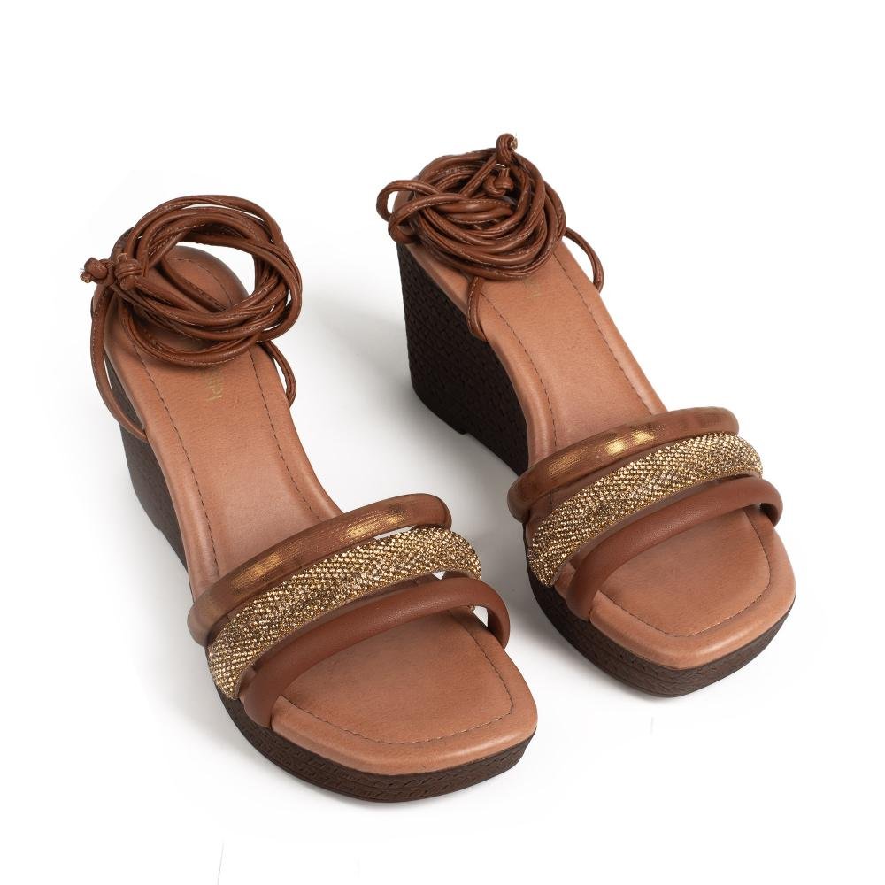 Sandália Mississipi Anabela Metalizada Feminina MF512 Bronze 5