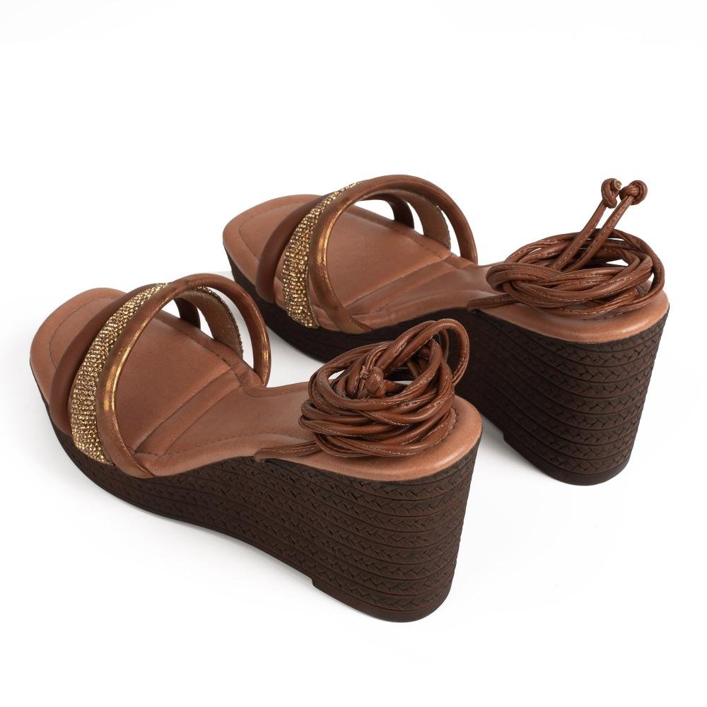 Sandália Mississipi Anabela Metalizada Feminina MF512 Bronze 6