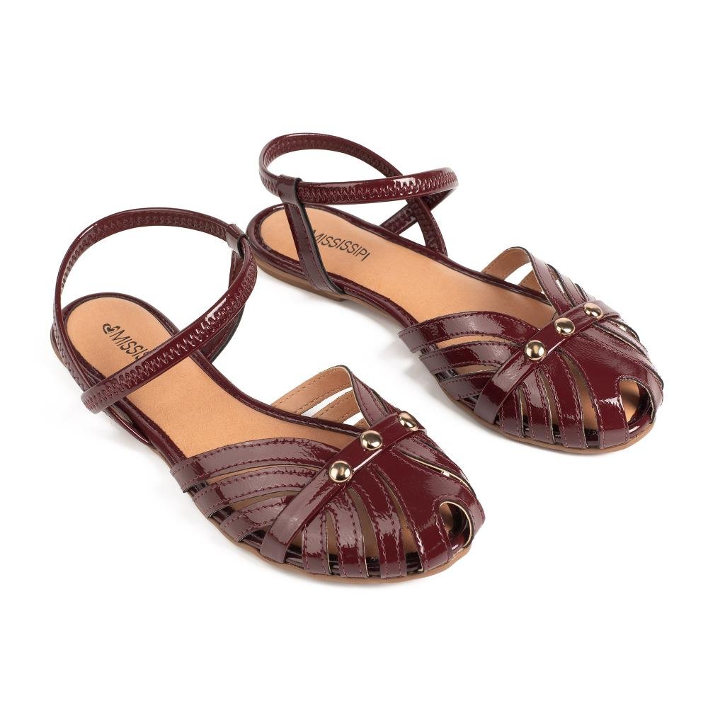Sandália Mississipi Rasteira Feminina MF562 Bordô 6