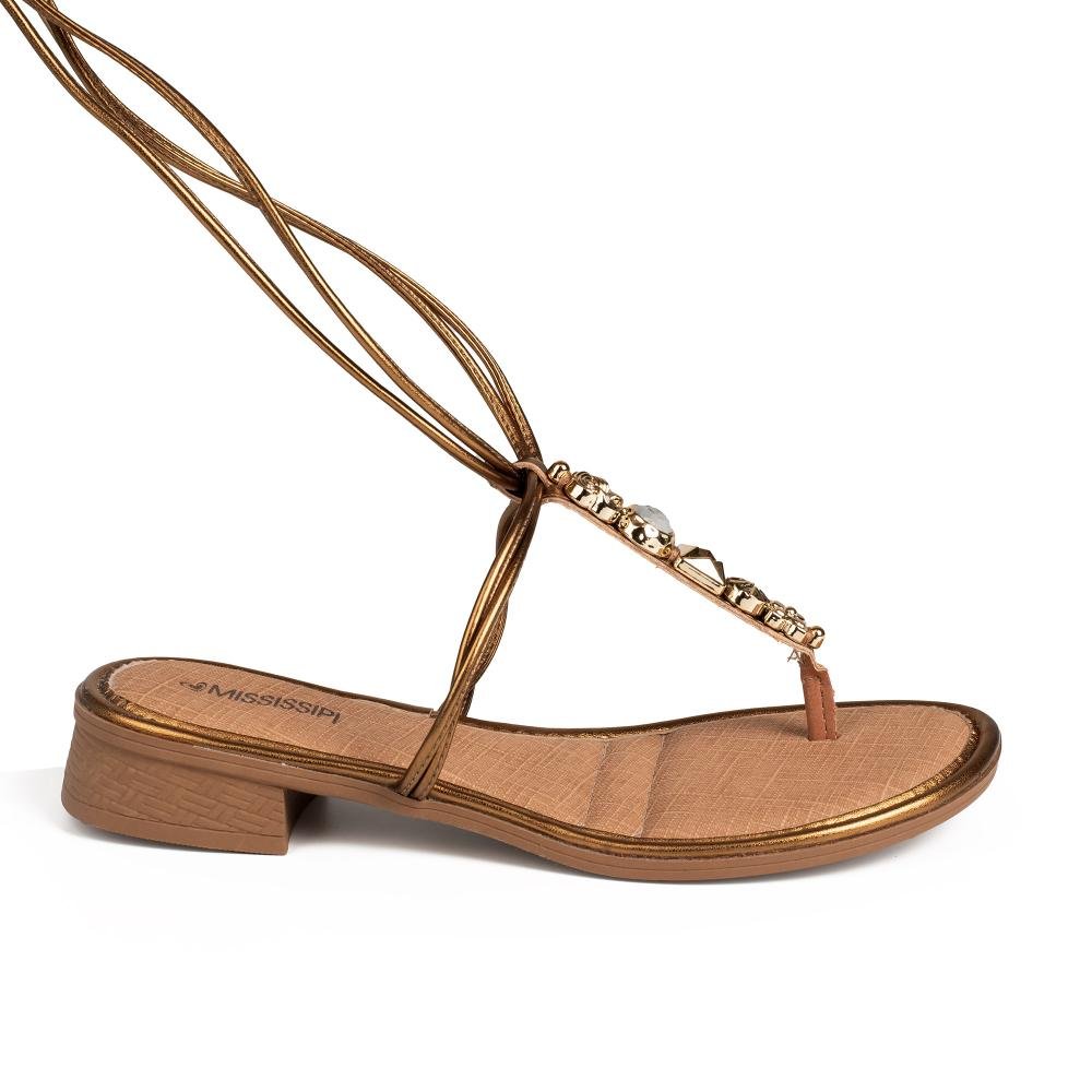 Sandália Mississipi de Salto Bloco Metalizada Feminina MF362 Metalizado Ouro 4