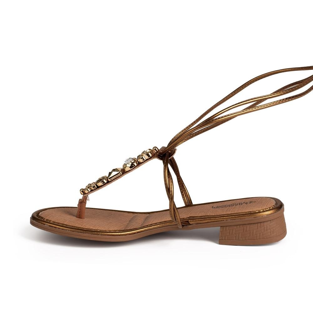 Sandália Mississipi de Salto Bloco Metalizada Feminina MF362 Metalizado Ouro 5