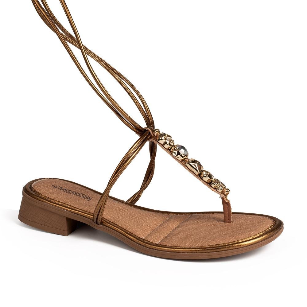 Sandália Mississipi de Salto Bloco Metalizada Feminina MF362 Metalizado Ouro 3