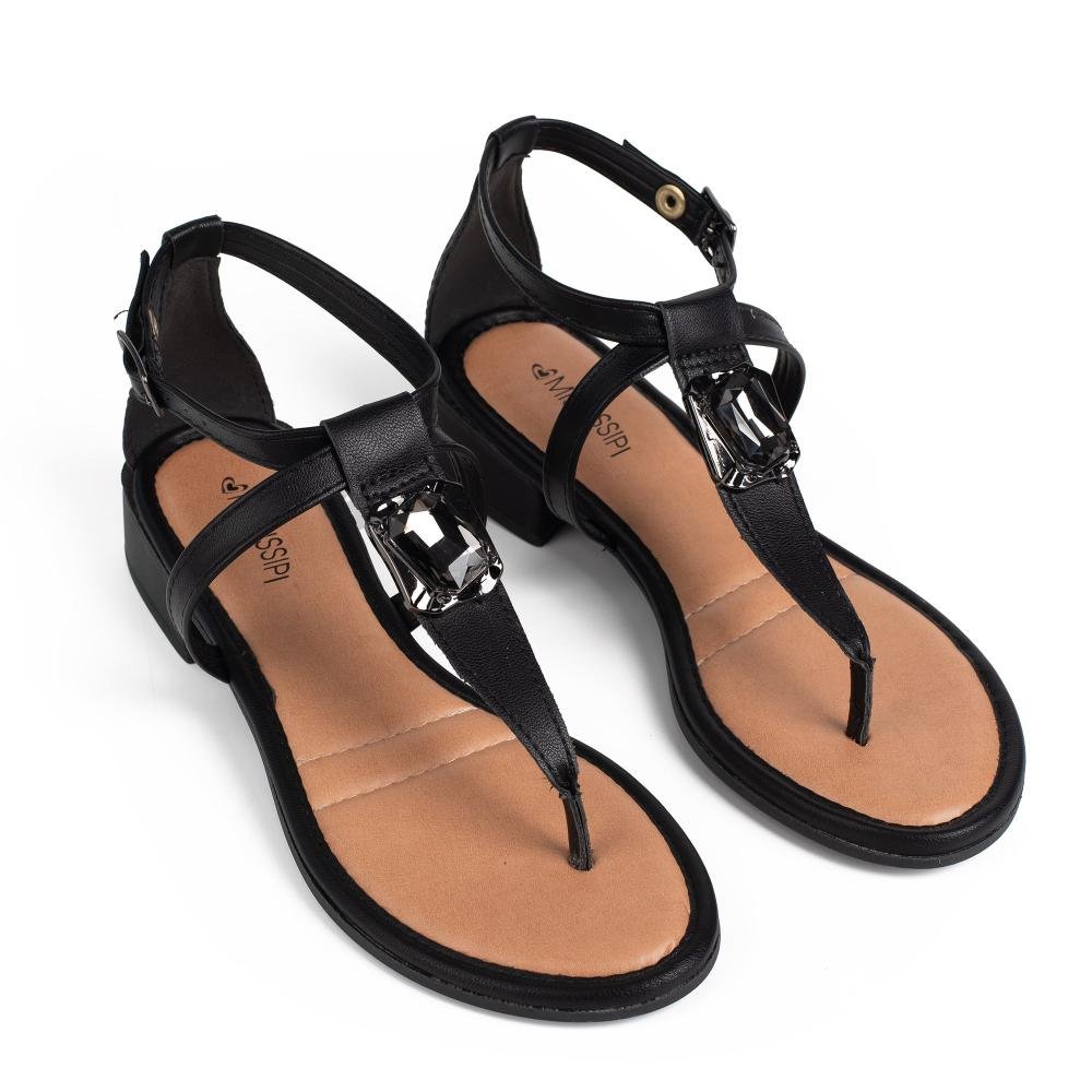 Sandália Mississipi de Salto Baixo Feminina MF121 Preto 6