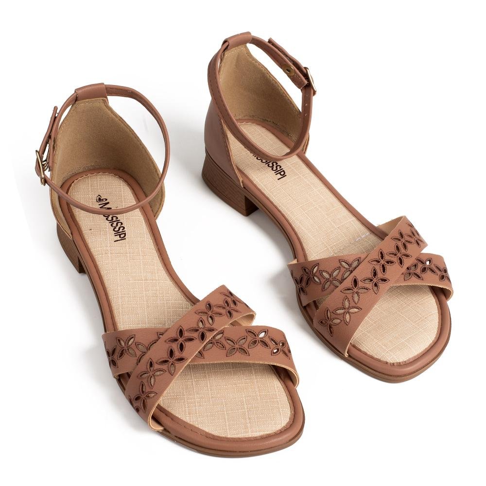 Sandália Mississipi de Salto Bloco Feminina MF364 Marrom 6