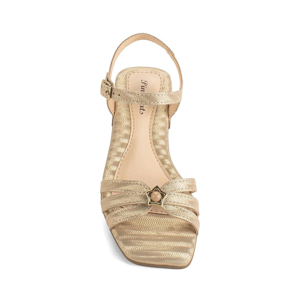 Sandália Pink Cats Infantil de Salto Baixo V5691 Bege 6