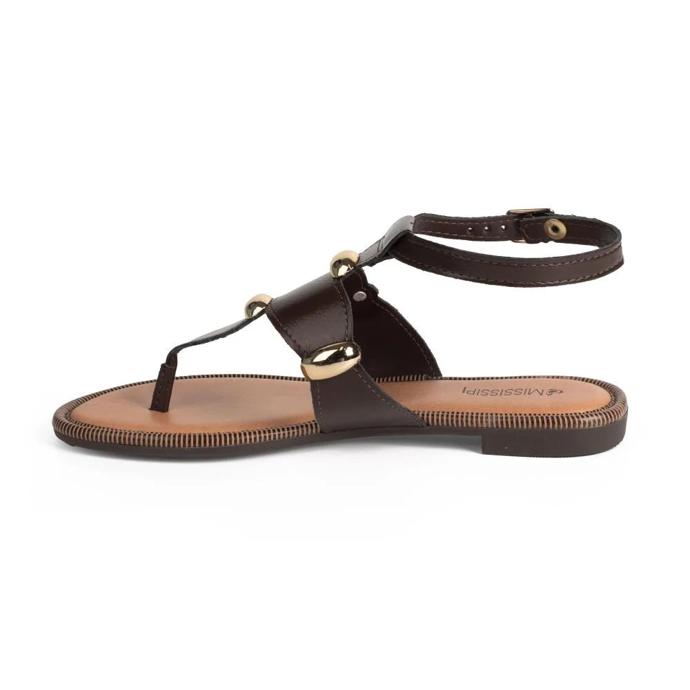 Sandália Mississipi Rasteira Feminina MF291 Café 4