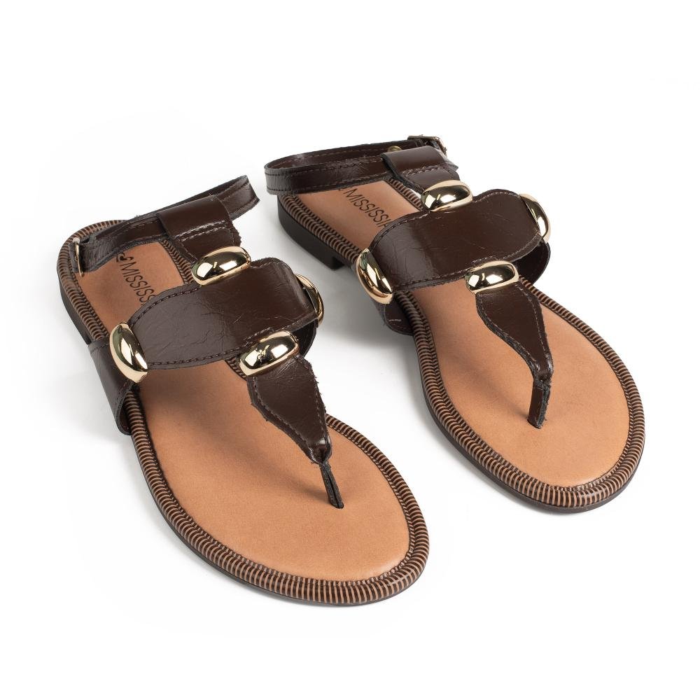 Sandália Mississipi Rasteira Feminina MF291 Café 5