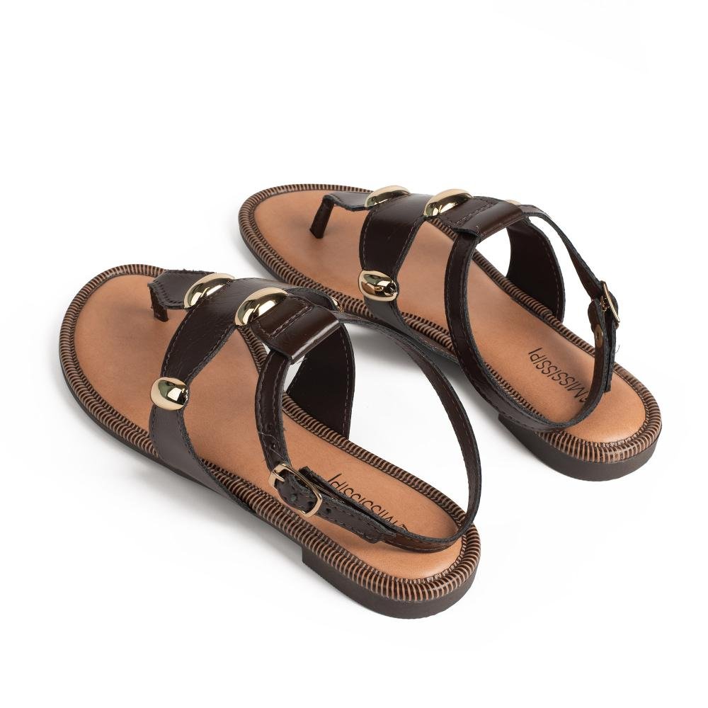 Sandália Mississipi Rasteira Feminina MF291 Café 6