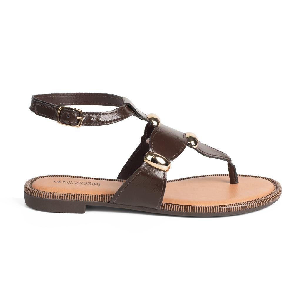 Sandália Mississipi Rasteira Feminina MF291 Café 3
