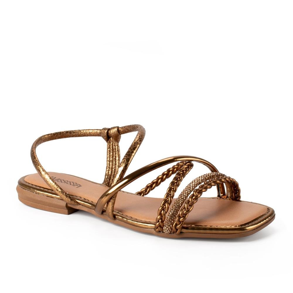 Sandália Mississipi Rasteira Metalizada Feminina J0661