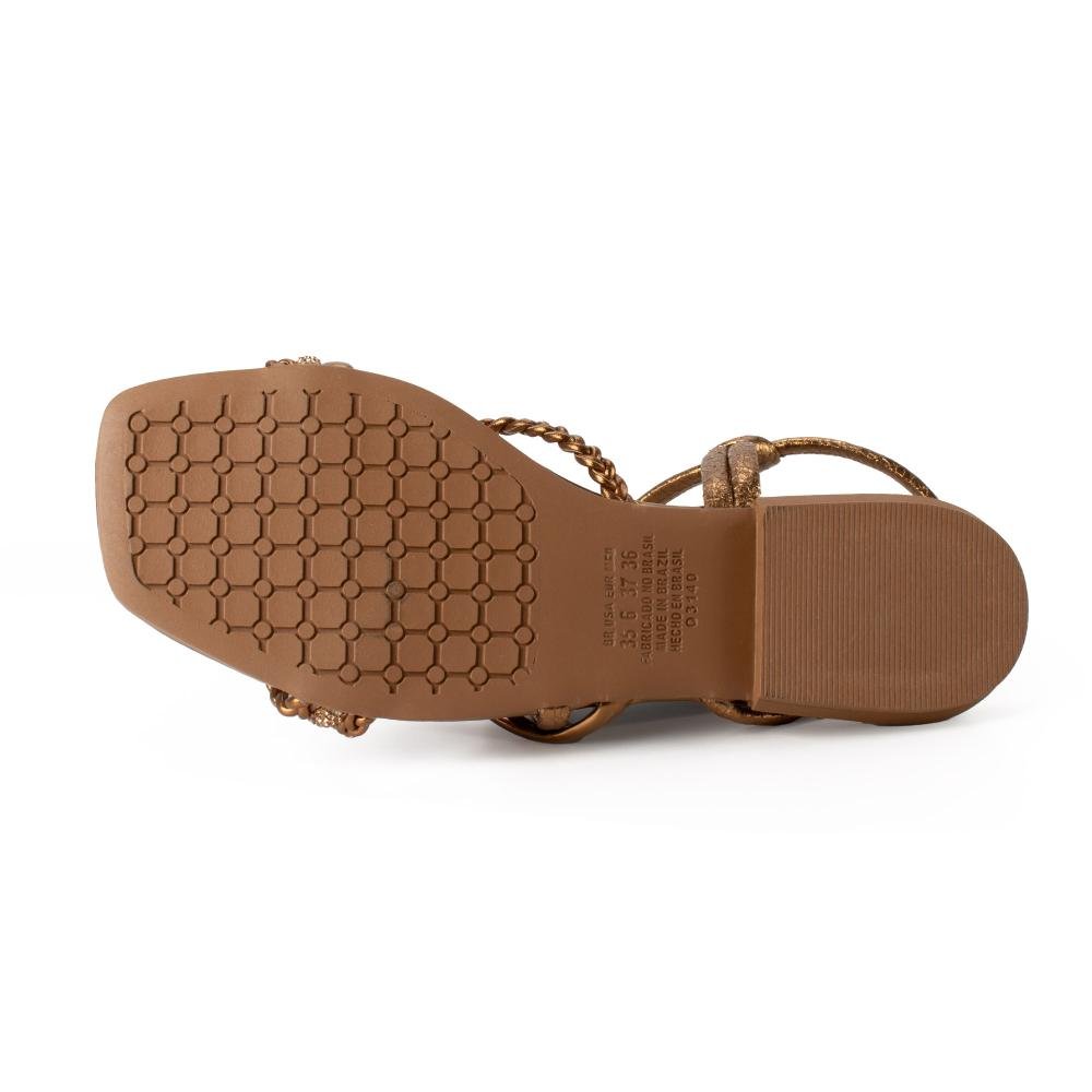 Sandália Mississipi Rasteira Metalizada Feminina J0661 Bronze 5
