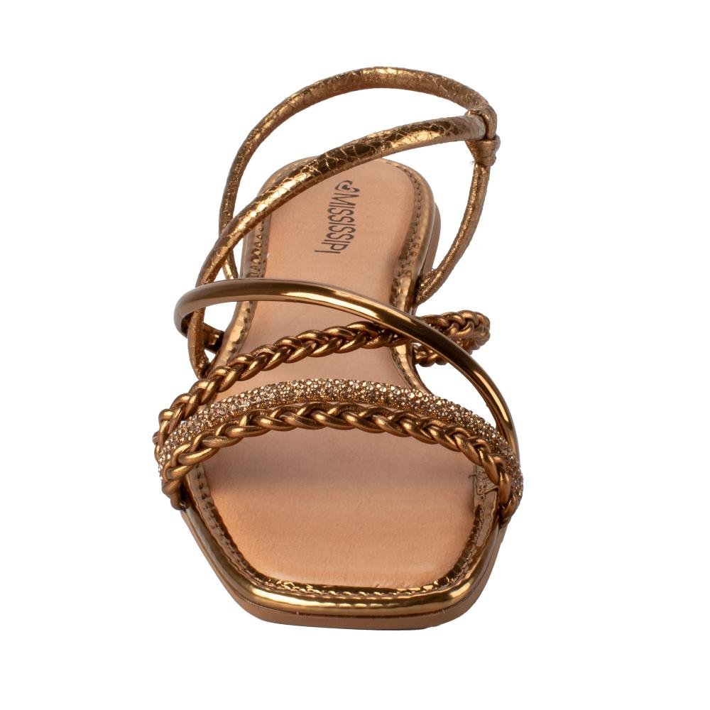 Sandália Mississipi Rasteira Metalizada Feminina J0661 Bronze 6