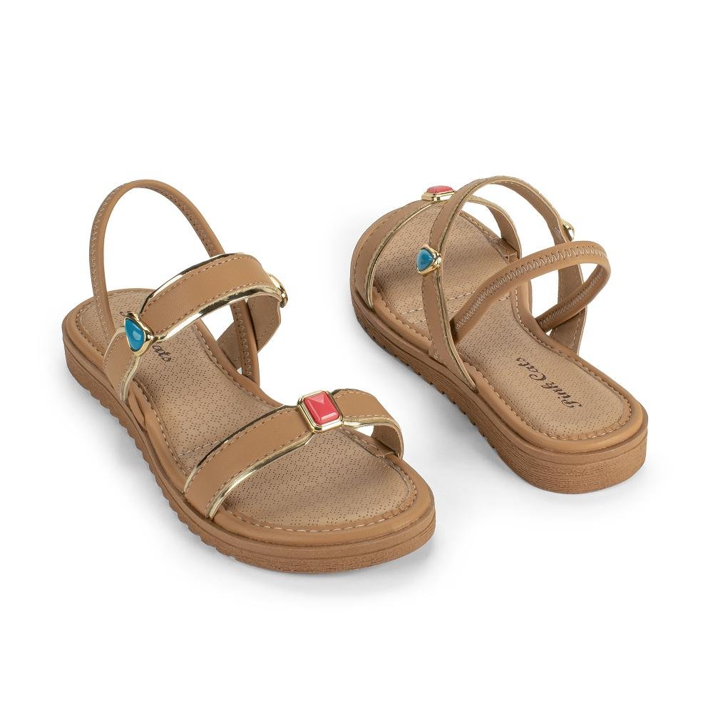 Sandália Pink Cats Infantil Flatform V5951 Bege 6