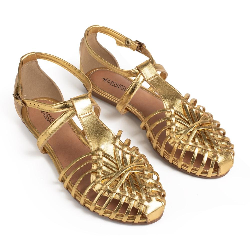 Sandália Mississipi Rasteira Feminina MF561 Dourado 6