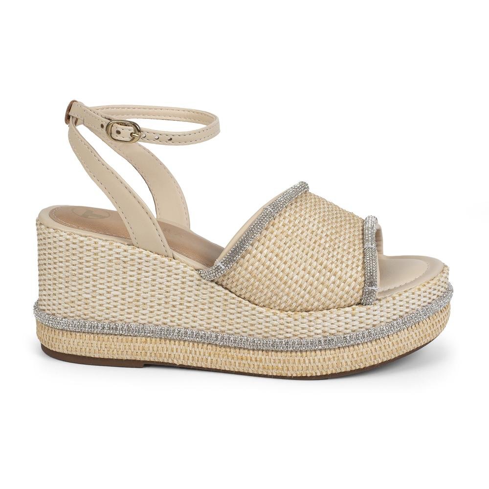 Sandália Tanara Anabela Feminina T9293 Bege Claro 2