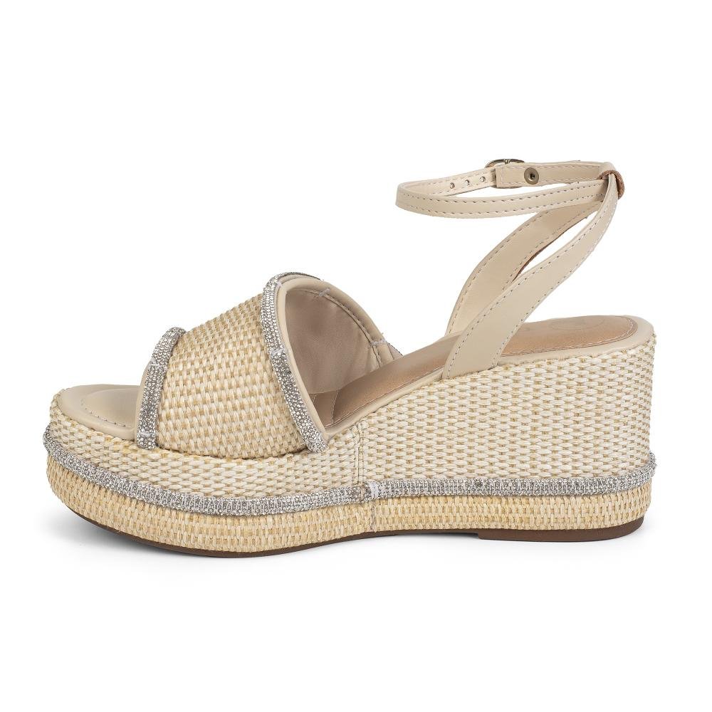 Sandália Tanara Anabela Feminina T9293 Bege Claro 3