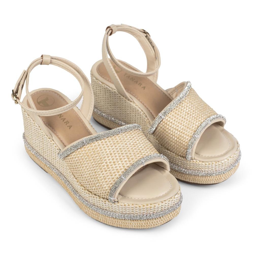 Sandália Tanara Anabela Feminina T9293 Bege Claro 4