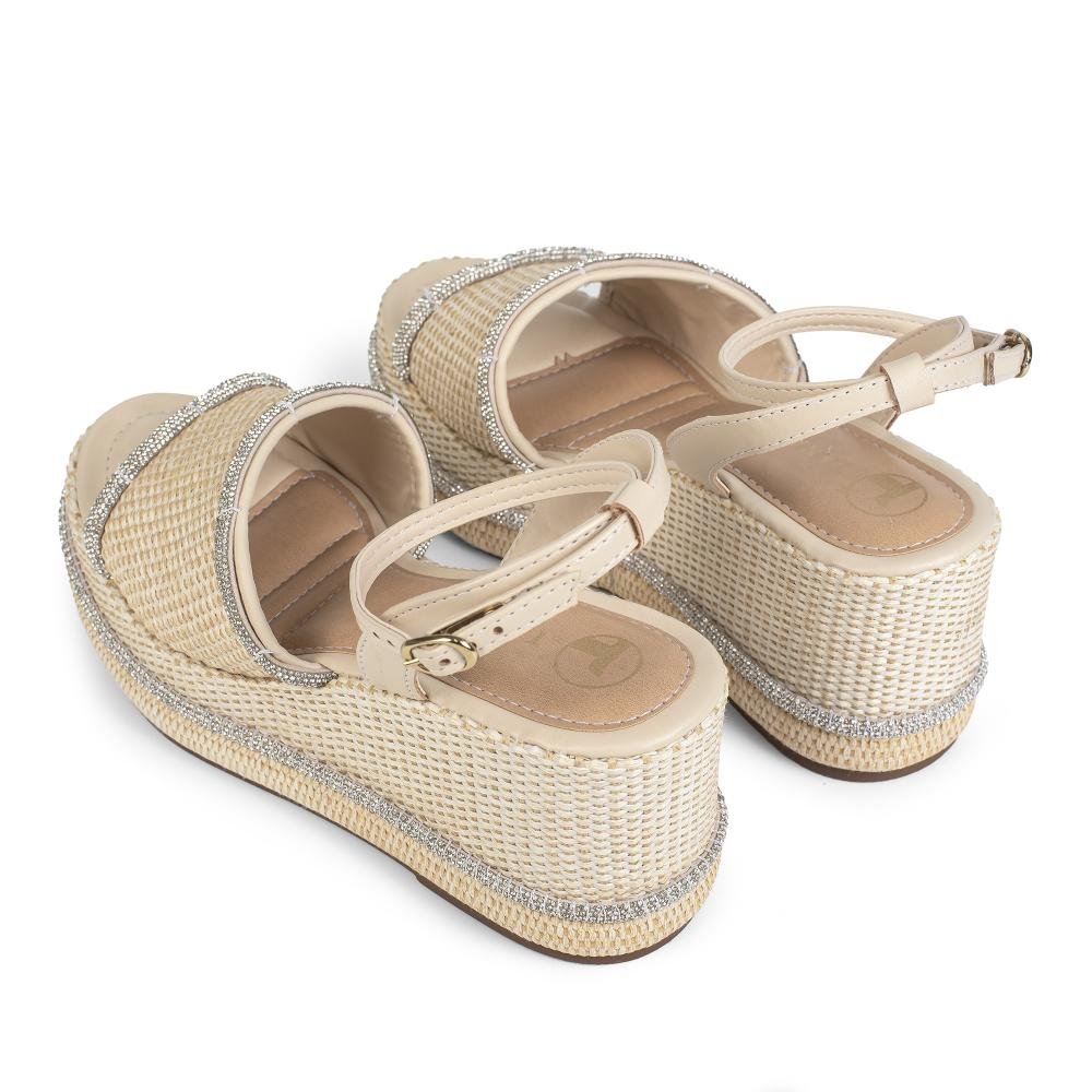 Sandália Tanara Anabela Feminina T9293 Bege Claro 5