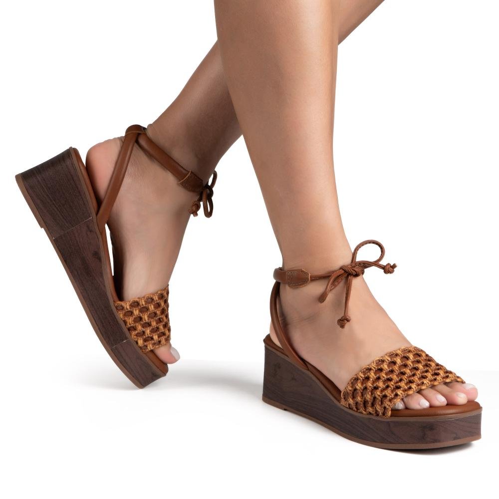 Sandália Mississipi Anabela Feminina MF493 Caramelo 2