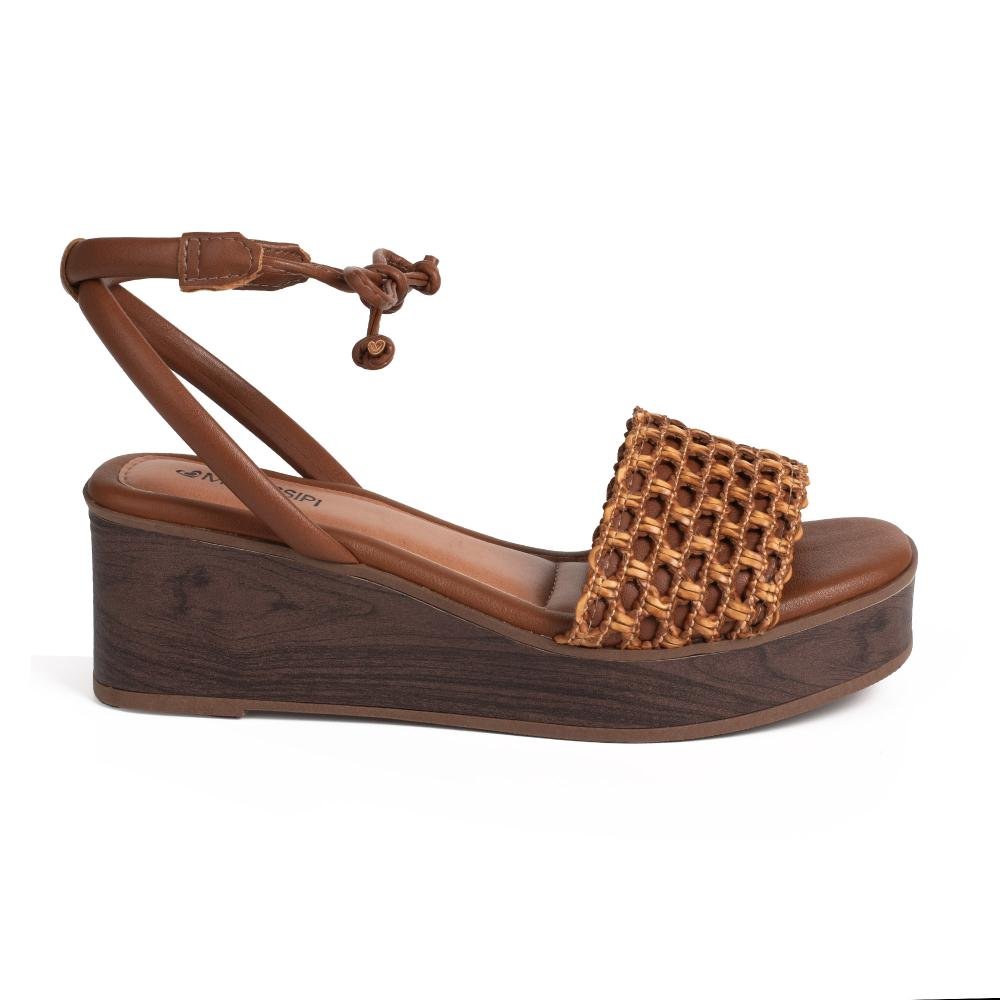Sandália Mississipi Anabela Feminina MF493 Caramelo 3