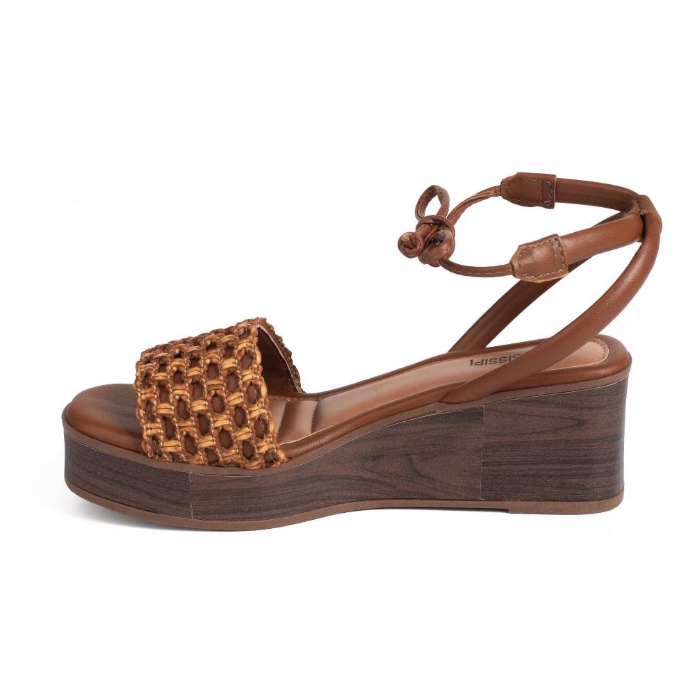 Sandália Mississipi Anabela Feminina MF493 Caramelo 4