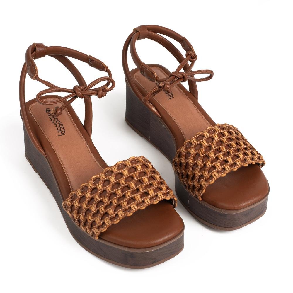 Sandália Mississipi Anabela Feminina MF493 Caramelo 6