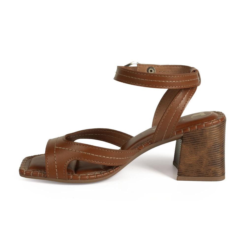Sandália Tanara de Salto Bloco Feminina T9243 Caramelo 4