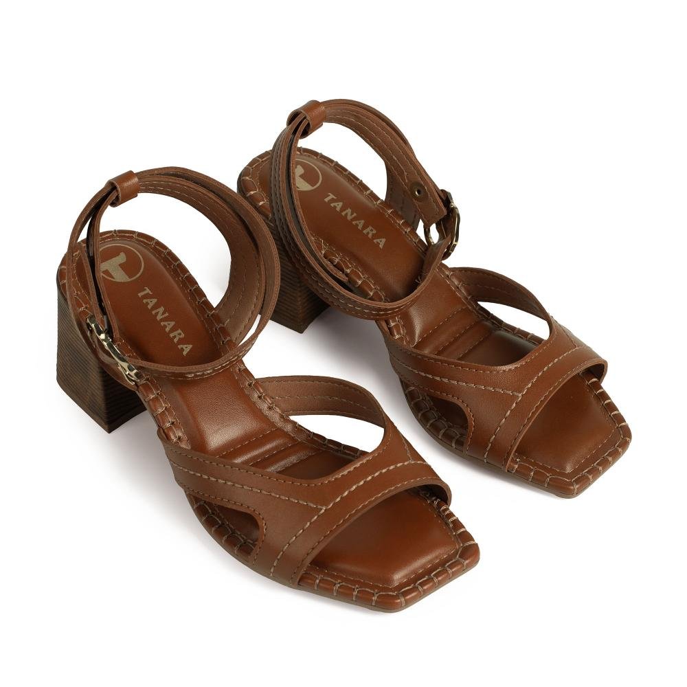 Sandália Tanara de Salto Bloco Feminina T9243 Caramelo 6