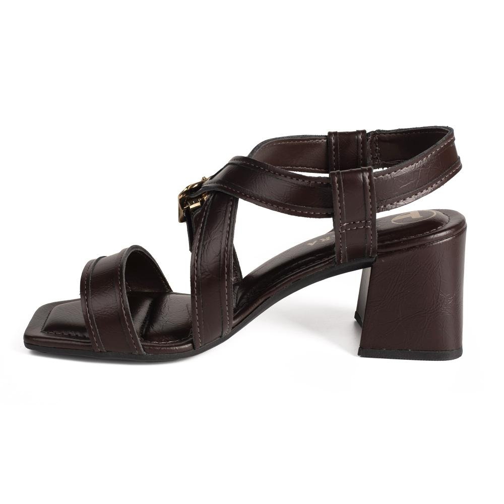 Sandália Tanara de Salto Bloco Feminina T9242 Marrom 4