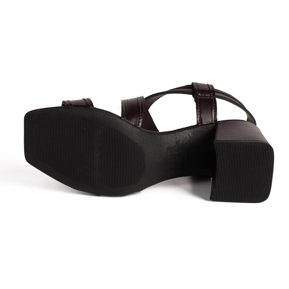 Sandália Tanara de Salto Bloco Feminina T9242 Marrom 5