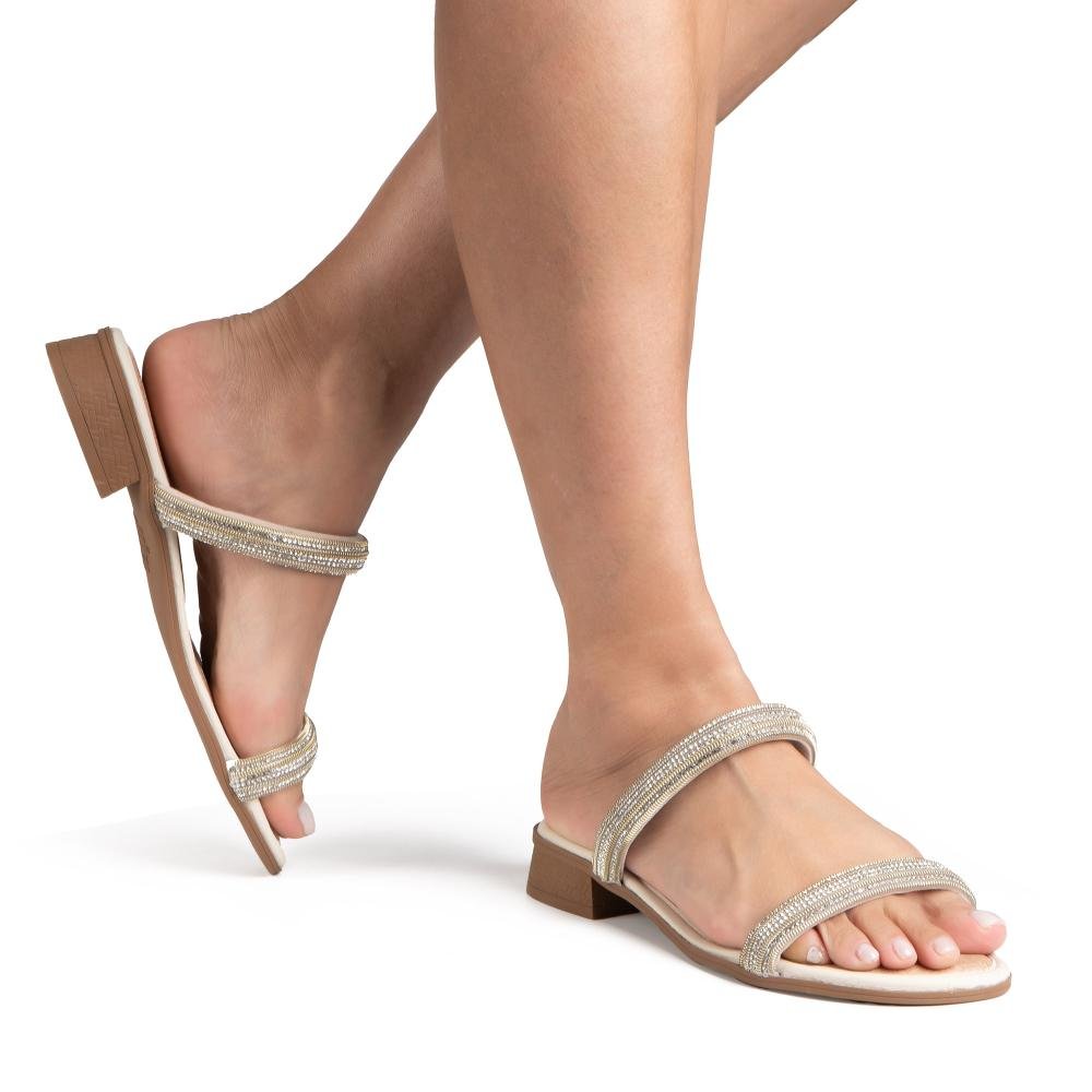 Tamanco Mississipi de Salto Baixo Feminina ME134 Bege Claro 2