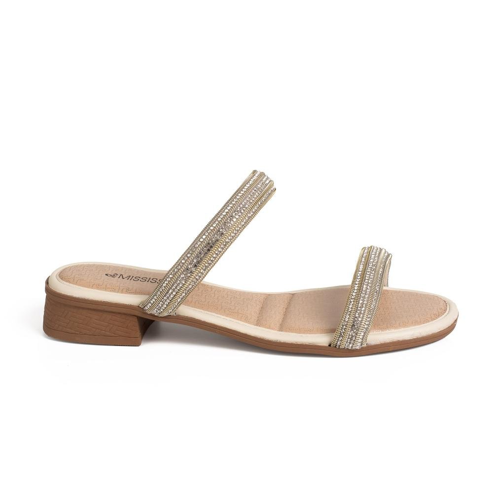 Tamanco Mississipi de Salto Baixo Feminina ME134 Bege Claro 3