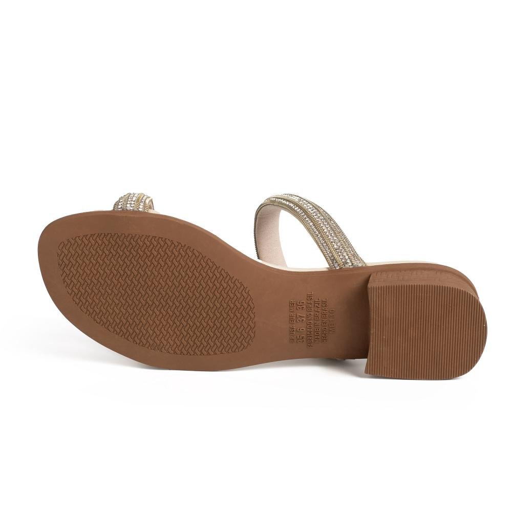 Tamanco Mississipi de Salto Baixo Feminina ME134 Bege Claro 5