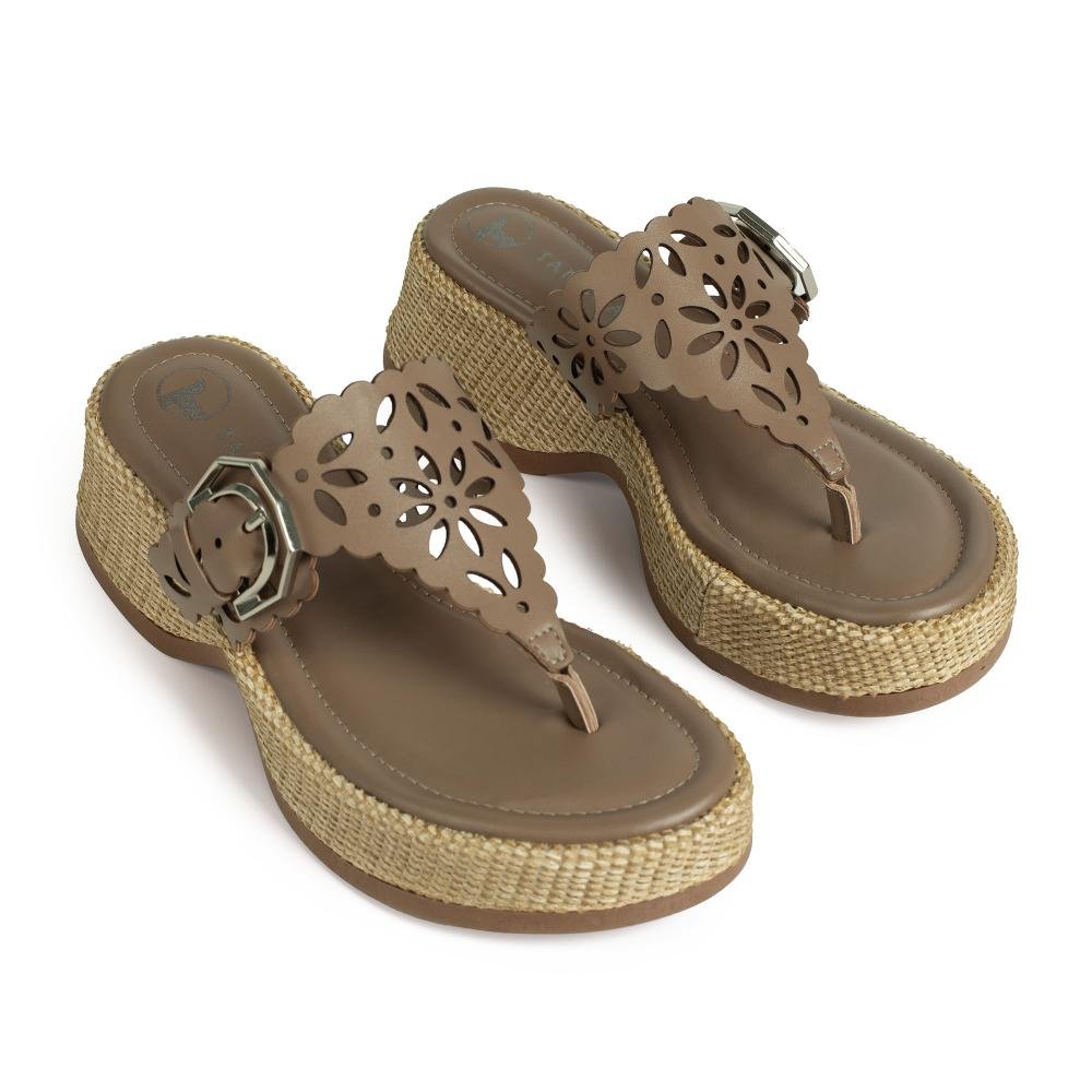 Tamanco Tanara Flatform Feminina T9234 Marrom Claro 6