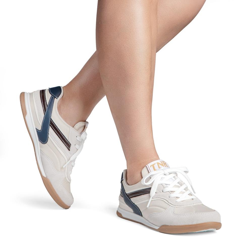 Tênis Tanara Jogging Em Couro Feminino T9381 Bege Claro 2