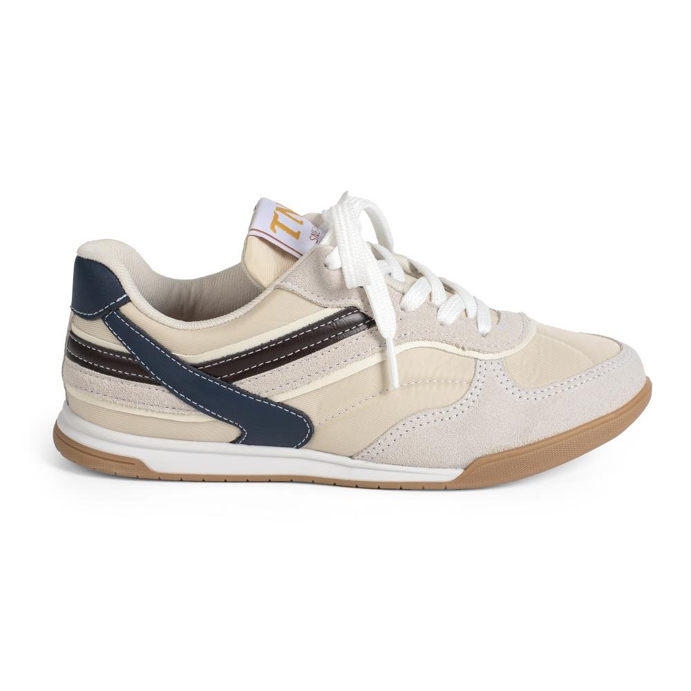 Tênis Tanara Jogging Em Couro Feminino T9381 Bege Claro 3